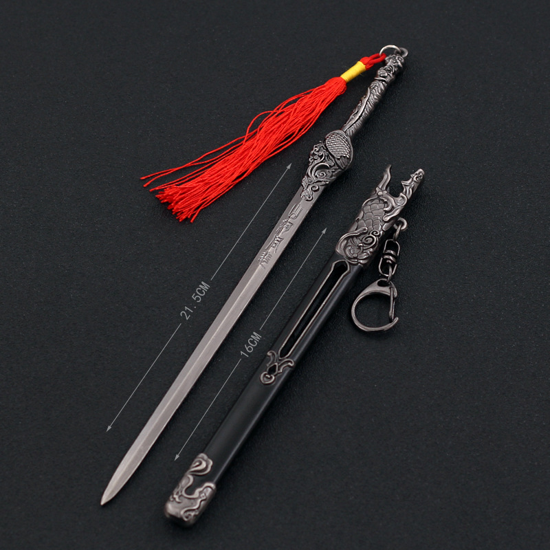 22cm Chinesisches Antikes Schwert Vollmetall-Waffenmodell 1/6 Replik Miniatur Puppenzubehör Ornament Handwerk Spielzeug für Jungen – Detail 5