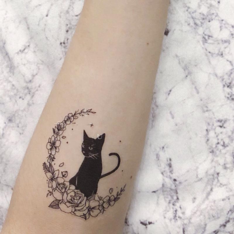 Best of Waterproof Temporary Tattoo Sticker Flower Moon Black Cat Design Body Art Fake Tattoo Flash Tattoo Arm Female Male Reviews & Tips