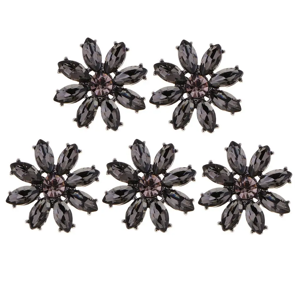 5 Pieces Metal Crystal Glass Button - Rhinestone Buttons - Decoration Embellishments for DIY or Repair Clothing, 22mm