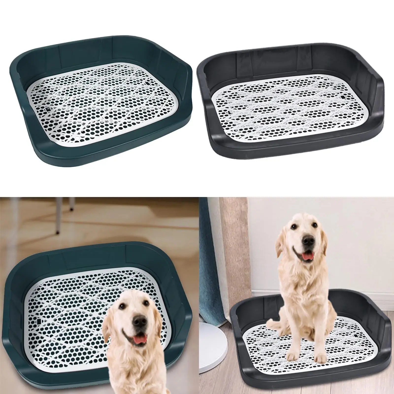 Open Top Dog Litter Box Cats Potty Toilet Container, Deep Pee Loo Pad Holder Pan