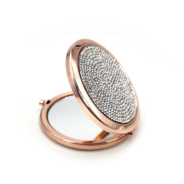 Trucco Specchio Da Viaggio,Specchio Compatto Portatile,Mini Specchio a  Doppia Faccia Con Diamanti,Specchio Da Borsetta Rotondo,70mm Specchietto Da  Borsetta,Specchio Tascabile Per Trucco (Oro rosa) : : Bellezza