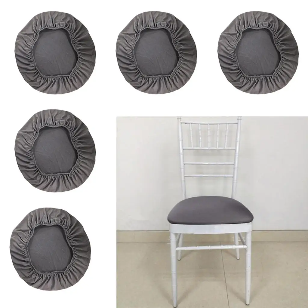 Set of 5 Comfort Wedding Banquet Dining Chair Seat Cover Machine Washable Gray