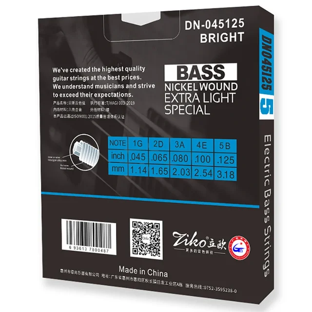 ZIKO 5 Strings Bass Electric Guitar Strings Strings Nickel