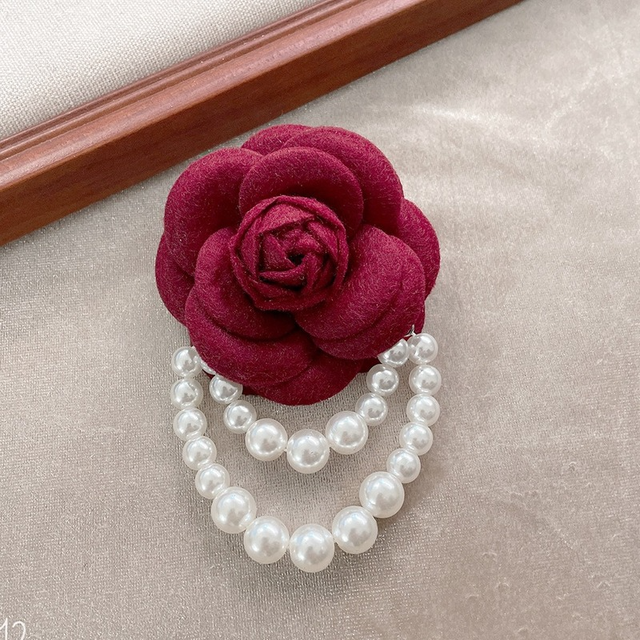Spilla A Fiore Di Camelia Con Perle - Accessorio Elegante Per Donne, Regalo Madre - Foto 5