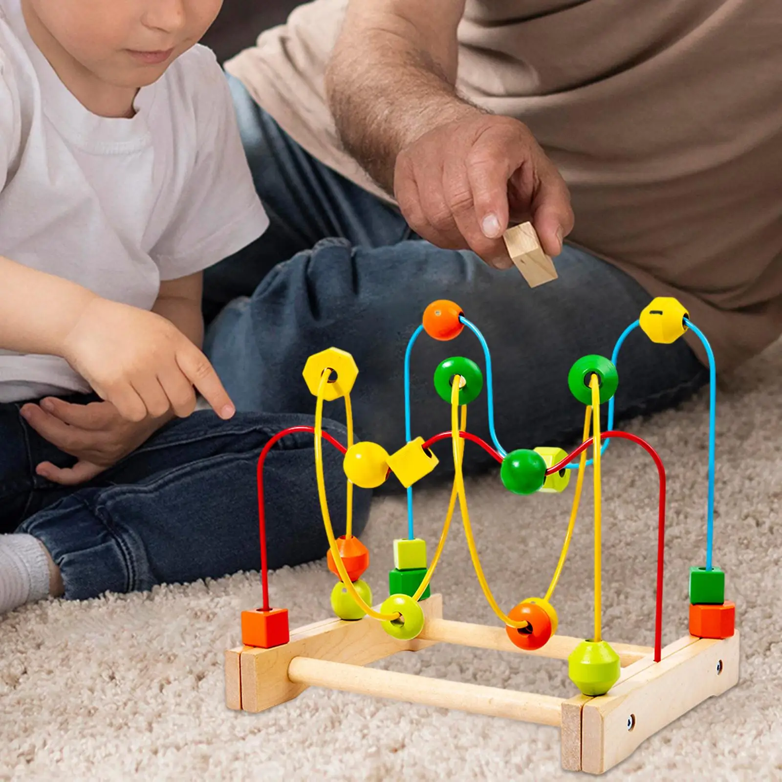 Colorful Roller Coaster, Bead Maze Toy, Wooden Motor Skills Development Toy, Colorful Roller Coaster, for Baby