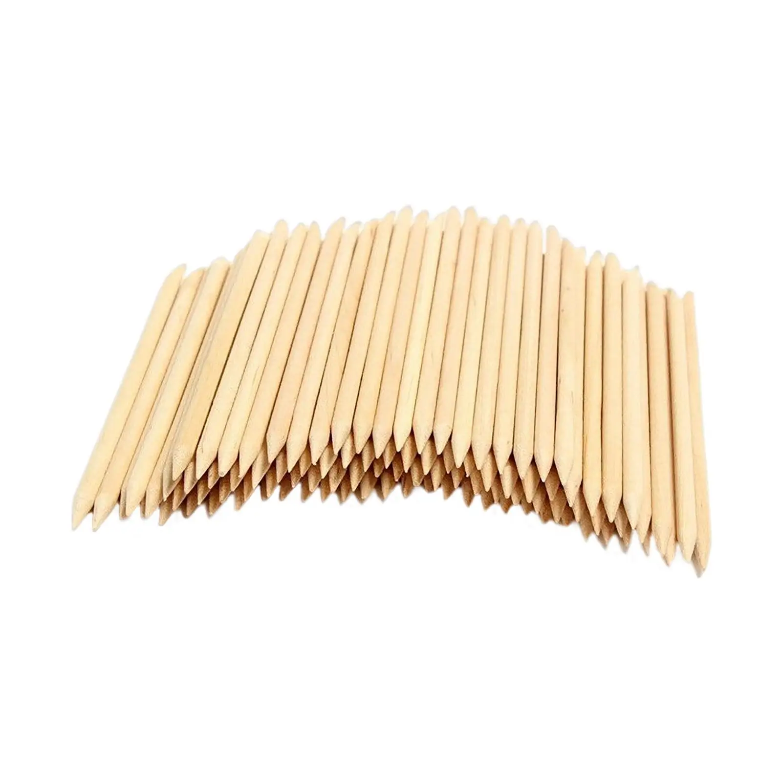 100x Orange Wooden Sticks, Manicure Supplies Nail Cuticle Pusher, for Nails Everyday Use