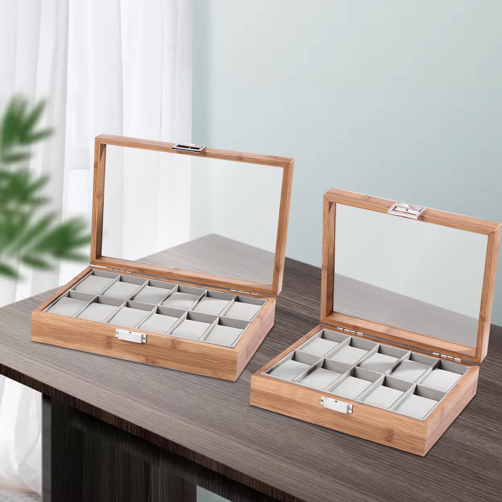 Watch Box Organizer Watch Organizer Holder Container Luxury Lockable Wooden Watches Box for Home Decor Watches Jewelry Display