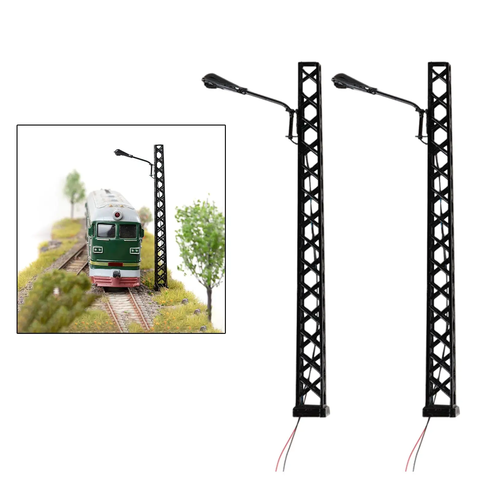 2Pcs Lattice Mast Light Mini Accessories Lamppost Decor Model Track Light