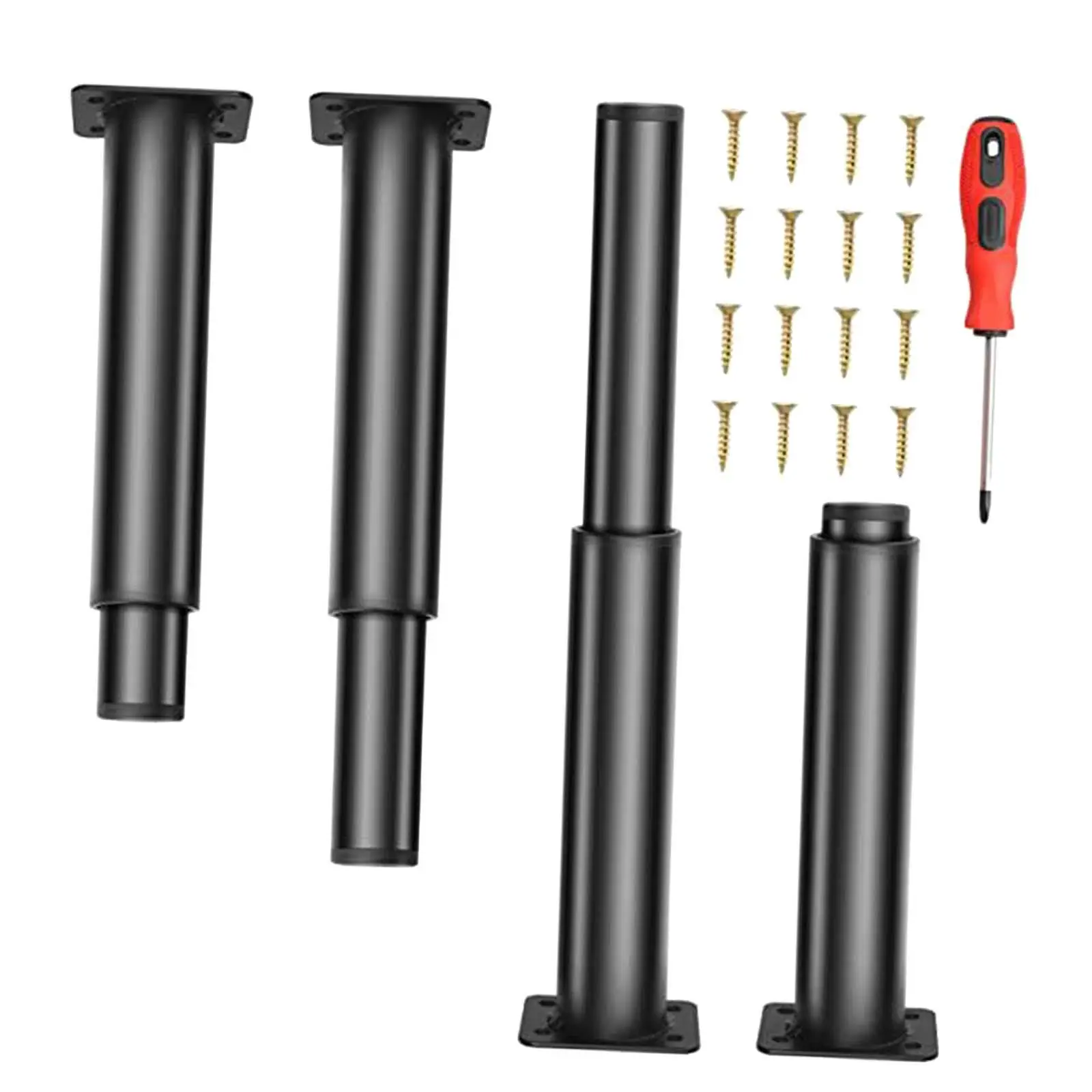 4x Adjustable Height Replacement Leg Black Heavy Duty Bed Frame Fixed Support Feet for Desk Bed Cabinet TV Stand Coffee Table