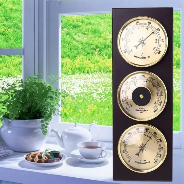 130mm Sliver 3 in 1 Barometer Weather Station Indoor Outdoor Use No Power  Barometer Thermometer Hygrometer Round Frame - AliExpress