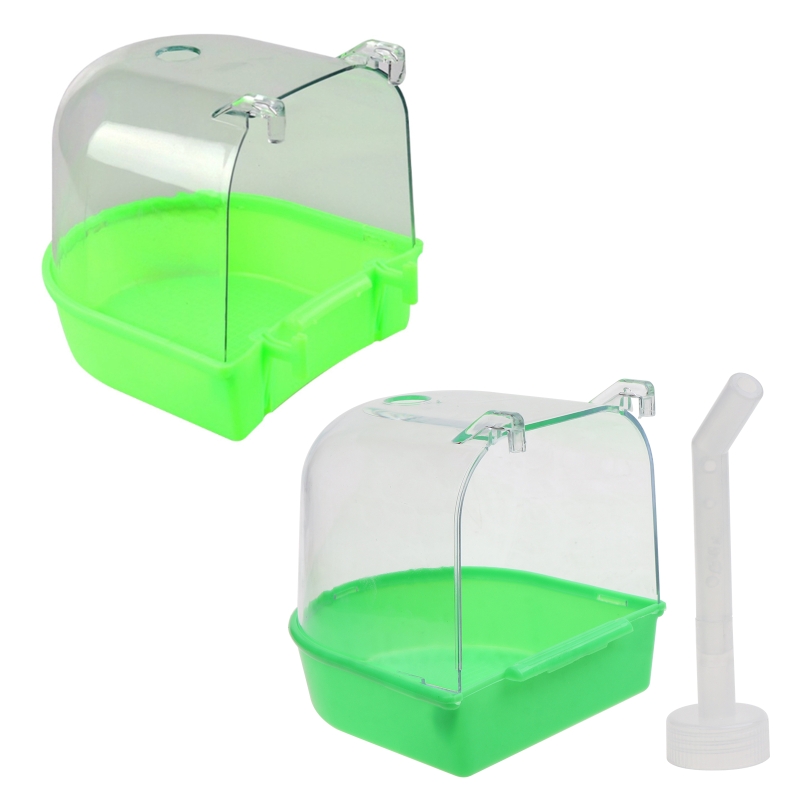 Title 10, Pet Bird Bath Box Parrot Bathing Tub Cage Acces...