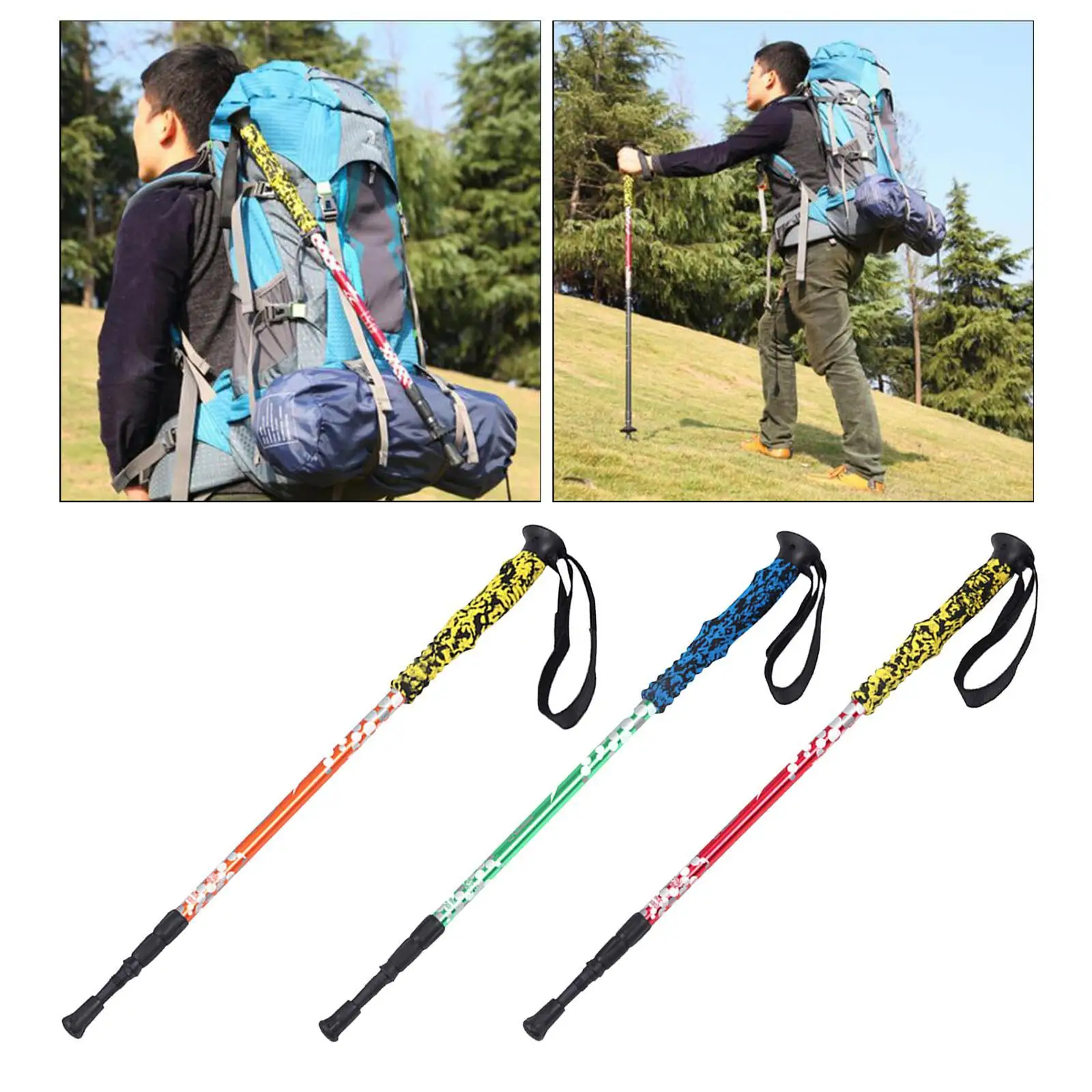 1Pc Trekking Poles Telescopic Ultralight 3 Sections 66-135CM Hiking Sticks