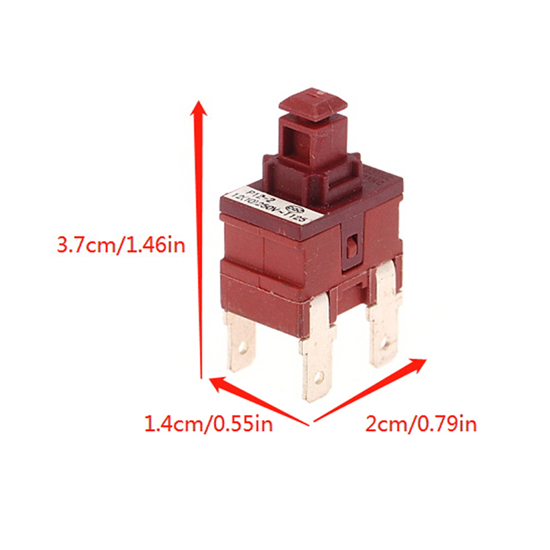Power Switch Push Button KAN-L5 P12-2 Switch 8A 250VAC 2/4pin Self-locking for Water Heater Vacuum Cleaner