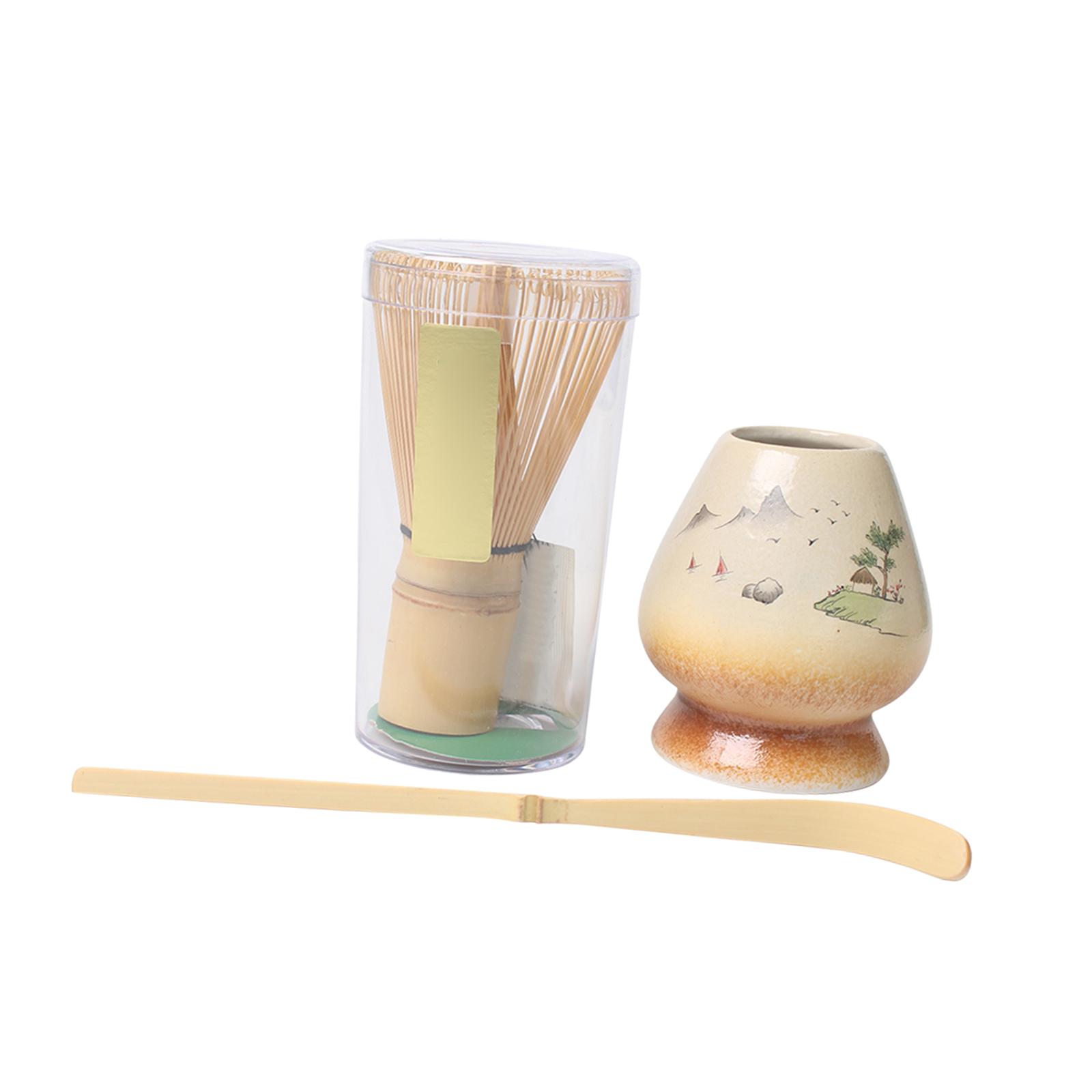 3Pcs Matcha Set with Tea Spoon Handmade Bamboo Whisk Matcha Whisk and Bowl for Japanese Matcha Preparation Beginner