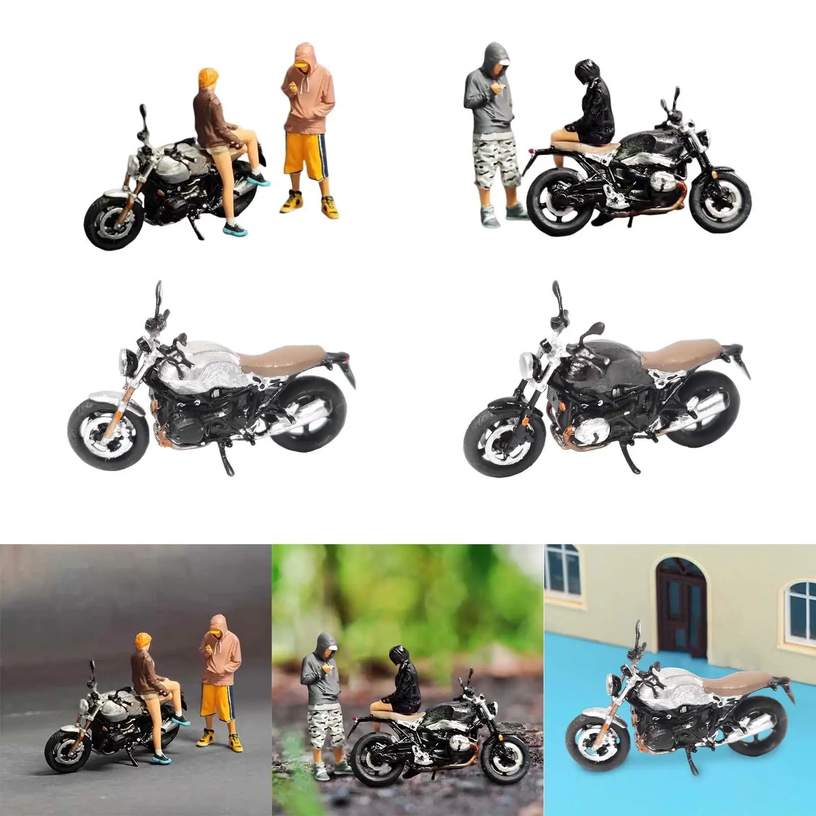 1/64 Figures Motorcycle Resin Doll Sand table Scene Miniature Scenes Desktop Ornament Tiny People Diorama Scenery Doll Figurines