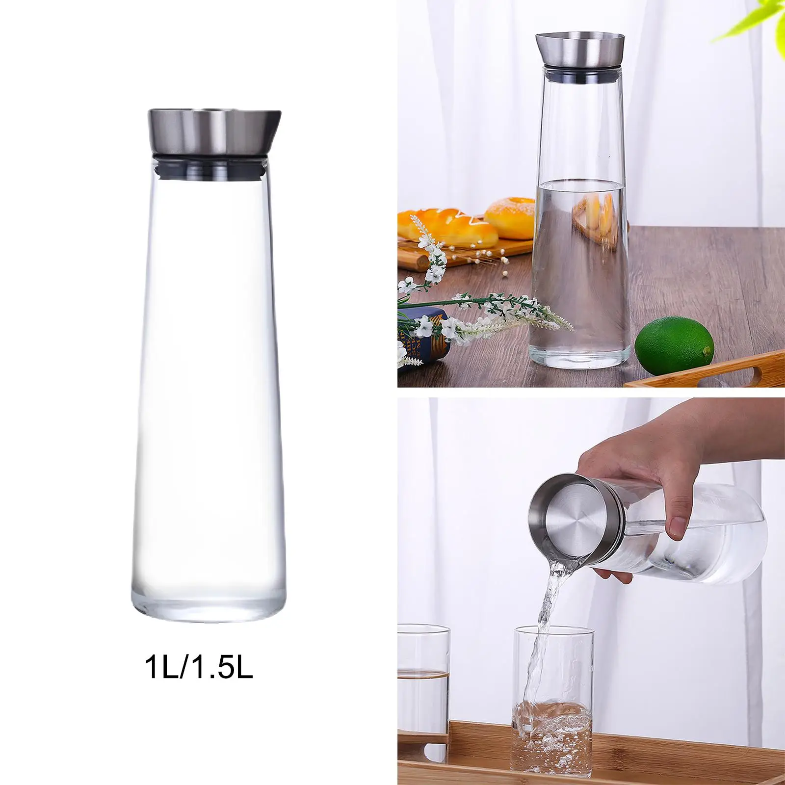 Glass Water Bottle Juice Jar Glass Jug Tea Pitcher Cold Water Jug for Fruit Tea Milk Hot Cold Water Cold or Hot Coffee