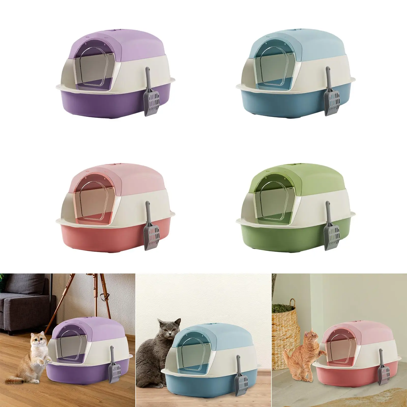 Enclosed Cat Litter Box Enclosed Cat Toilet with Front Door Flap Pet Supplies