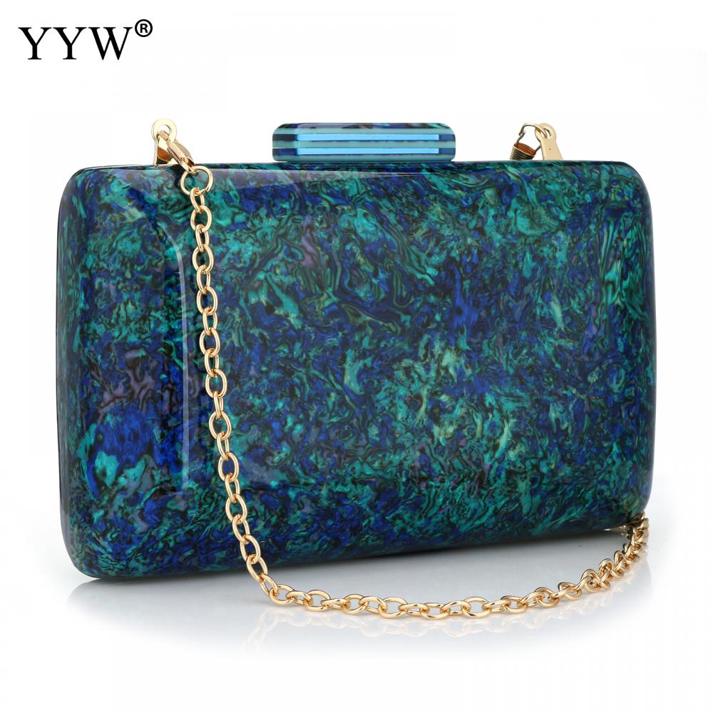 YYW Akryl Kvinnor Vintage Färgglad Marmor Prom Evening Clutch Bag Party Handväska Kvinna Casual Box Clutches Handväska_voghion.com