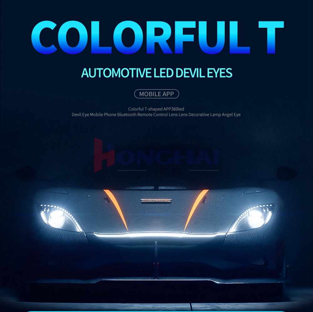 2 in 1 RGB Car Demon Eye Headlights with App Control  Devil Eyes Halo Rings 2.5 3.0 Inch Projector Lens Retrofit Car Accessories