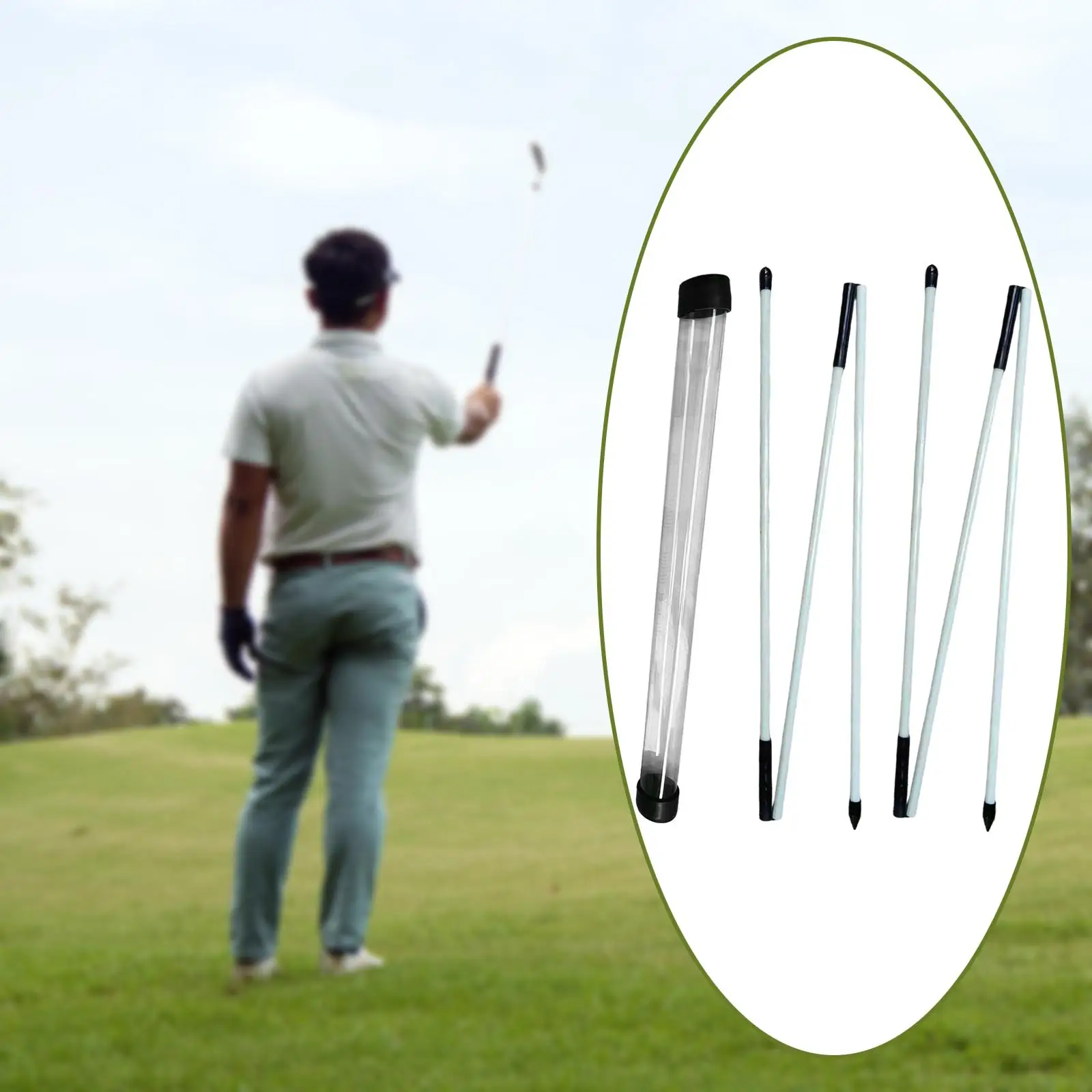 Pack of 2 Golf Alignment Training Sticks Collapsible 48 inch Golf Alignment Tool Golf Training Equipment for Putting Aiming