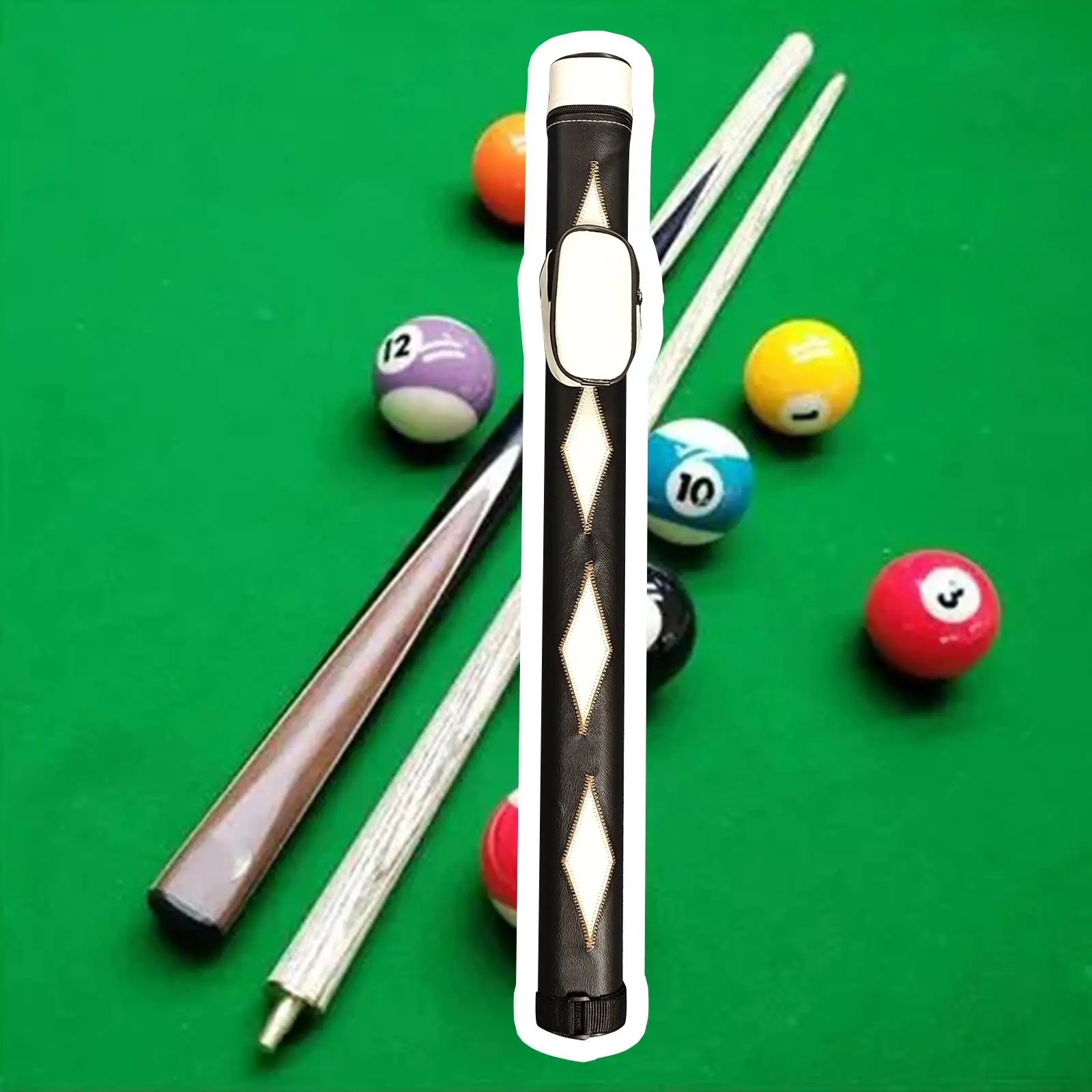 Pool Cue Case Portable PU Protector with Adjustable Shoulder Strap Pool Cue Pouch for Women Men Snooker Sports Travel Accessory