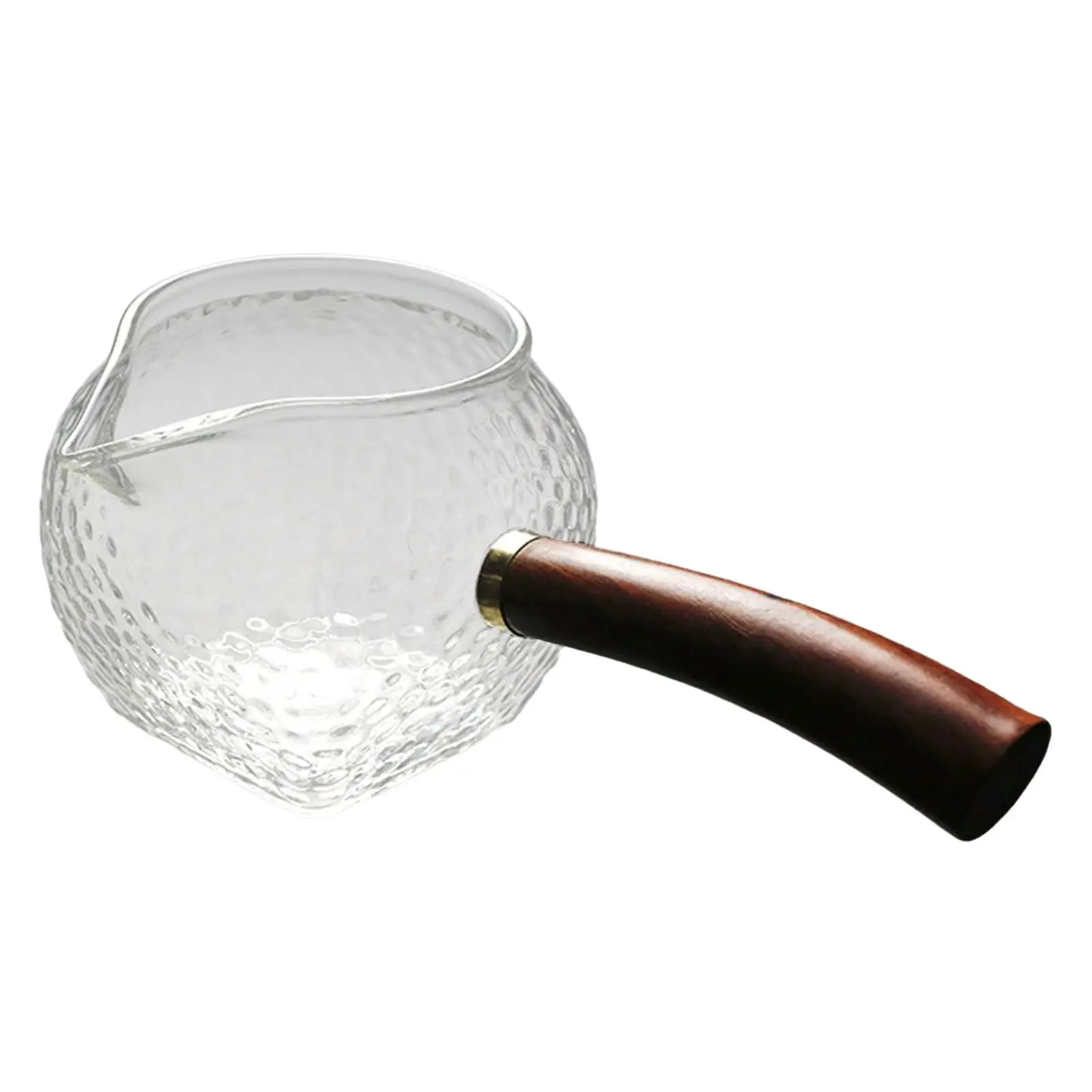 Glass Fair Mug Loose Dispenser Tea Maker with Wooden Handle Hammered Wooden Handle Stovetop Milk Pitcher for Cha Hai
