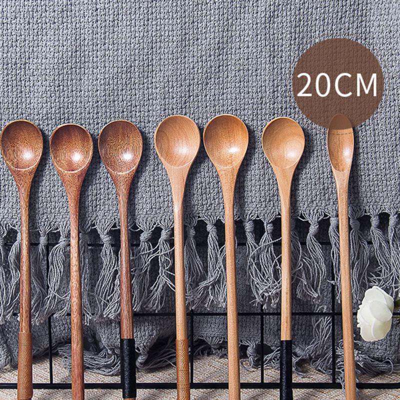 Cuillère,Cuillère à café en bois pour lait,cuillère à café à Long manche,vaisselle en bois