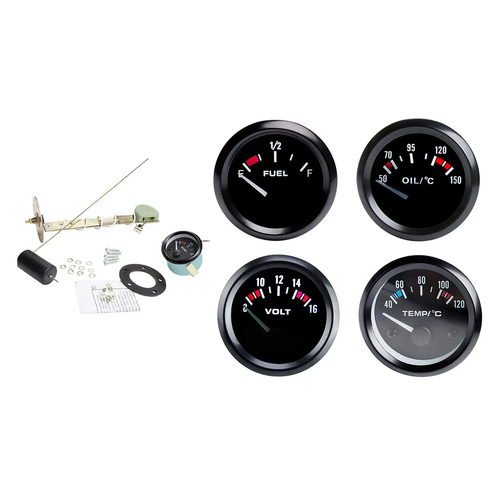 Fuel Gauge Universal Racing Instrument Panel LED Display Adjustable 2 inch 52mm for Replaces Premium Spare Parts Durable