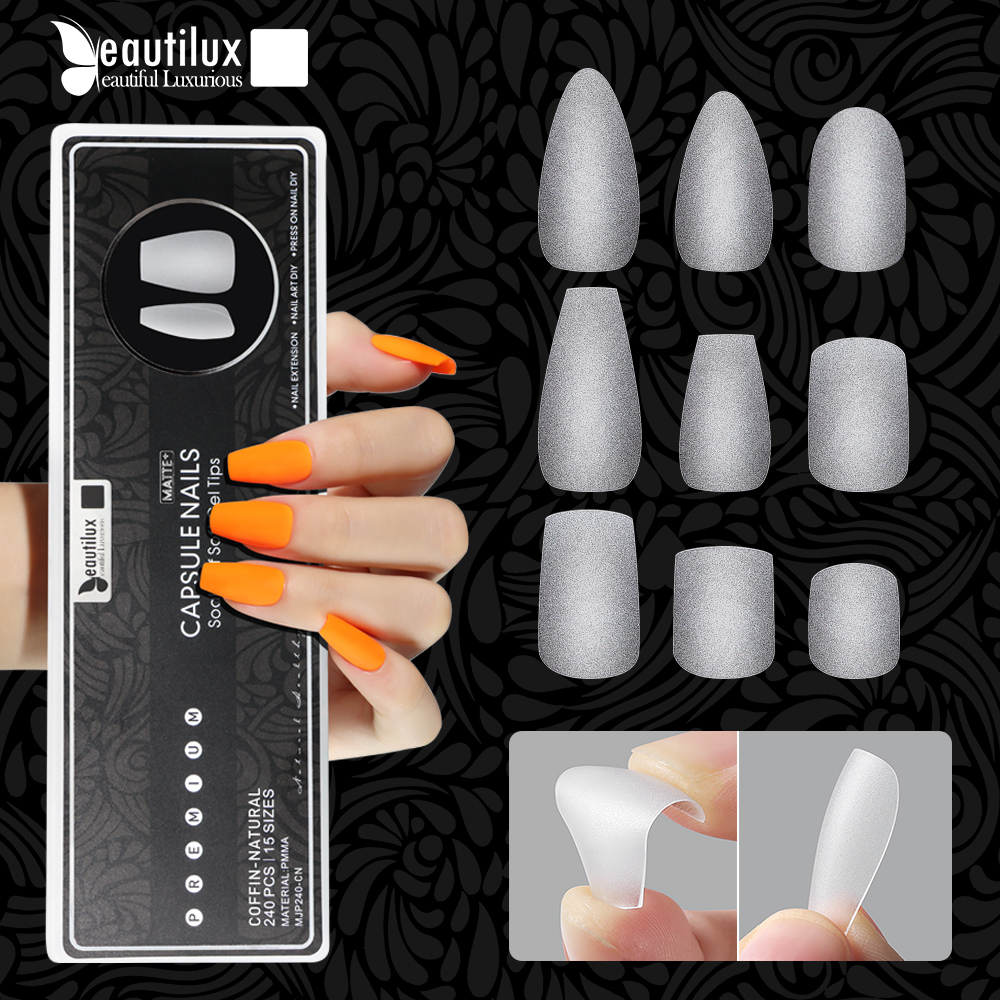 Best of Beautilux Ultra Matte Capsule Nails 240pcs / box Almond Square Coffin Squoval Fake Press On Gel Nail Tips American Capsule Reviews & Tips