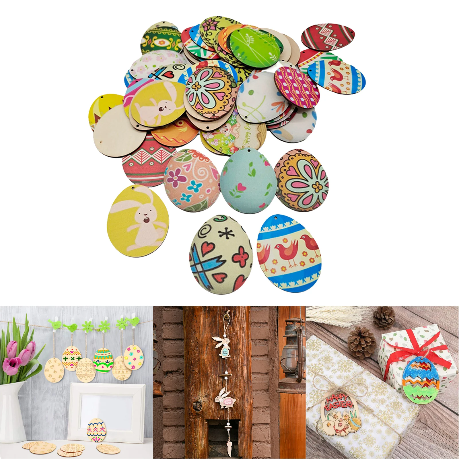 50Pcs Easter Egg Shaped Hanging Bonnet Decorating Decorative Arts Crafts