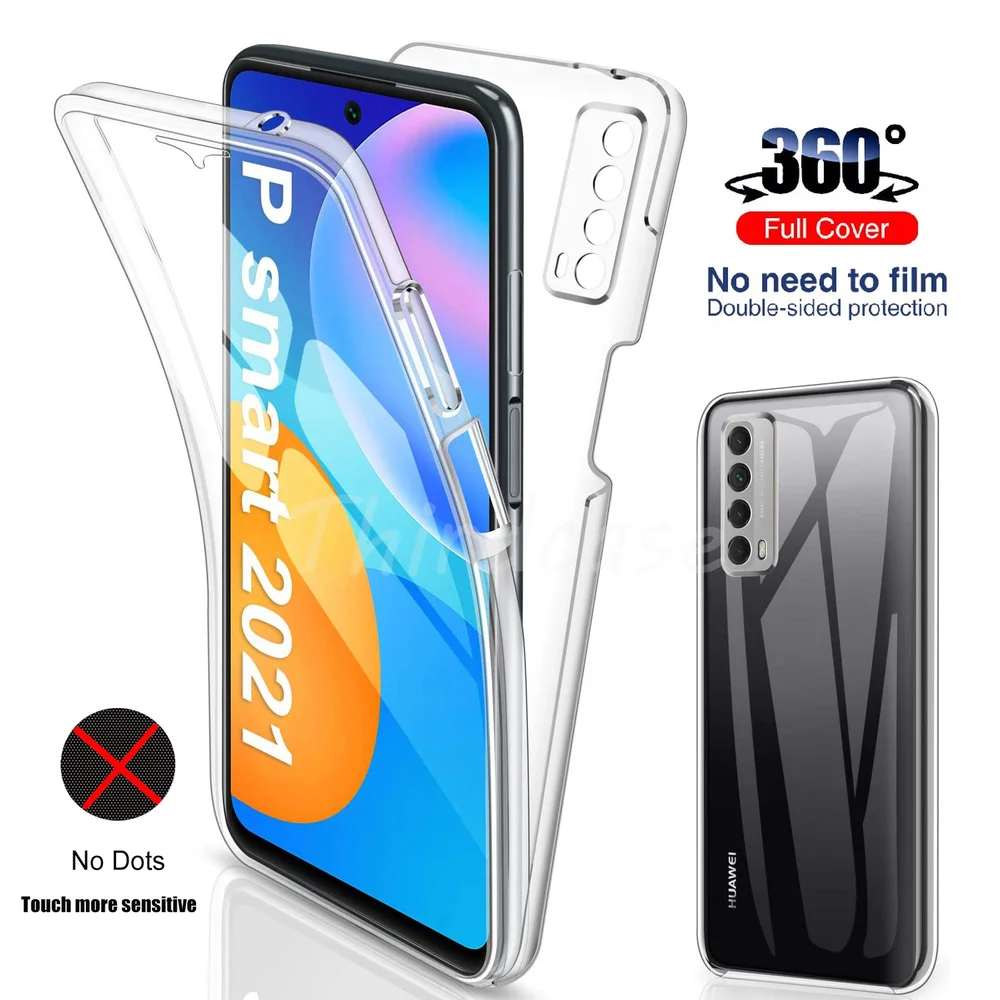 360 Double PC+Silicone Case For Huawei P Smart 2021 2020 Z P40 Lite E P20 P30 Pro P8 P9 P30 Lite New Y6P Y7P Y8P Full Body Cover