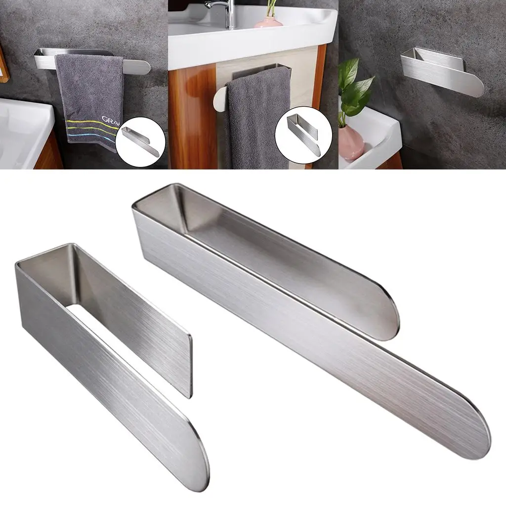 Bathroom Towel Bar Stainless Steel Bath Self Adhesive Shelf Rack Holder Sticky Hanger, Stick On Hanging with No Drilling