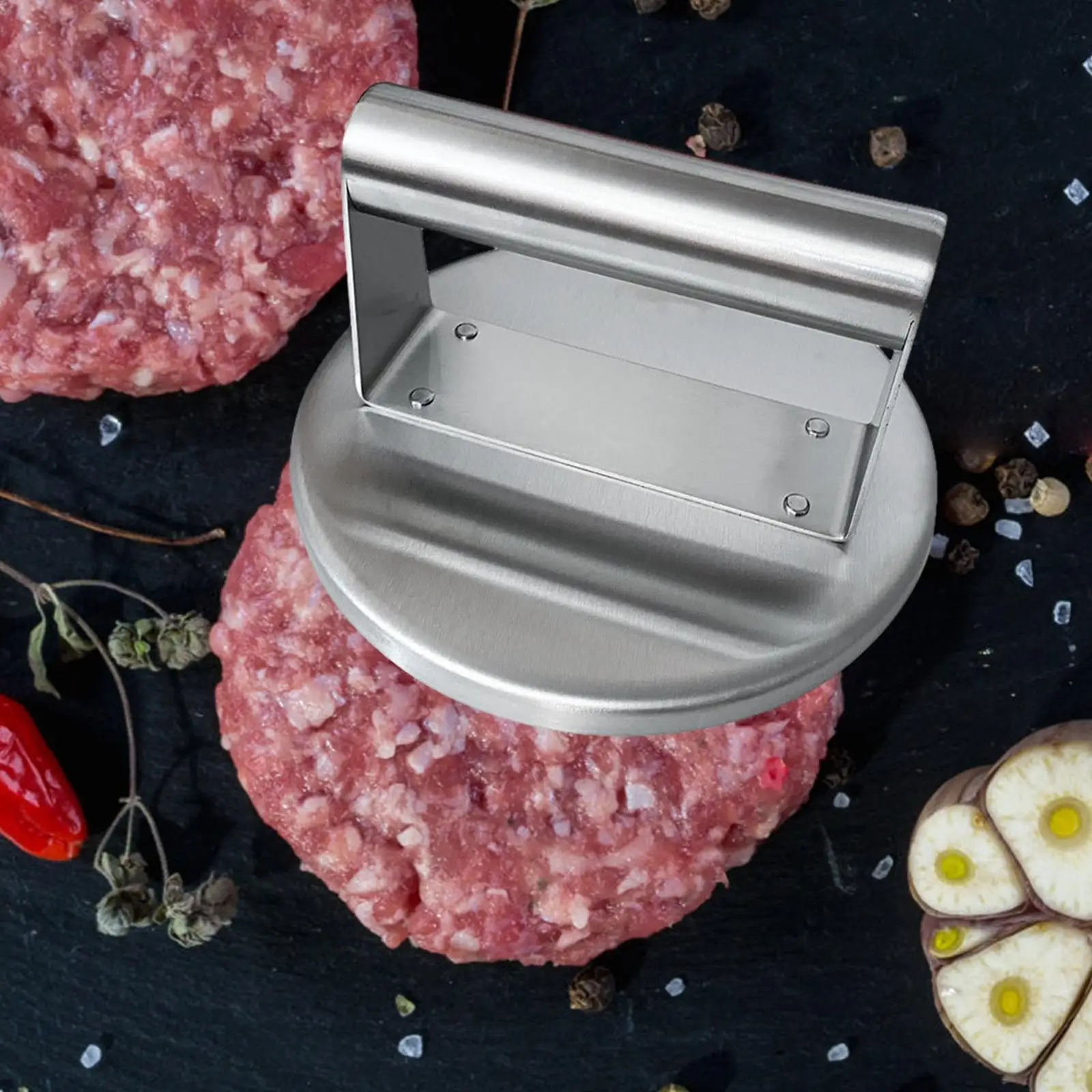 BBQ Press Burger Smasher Griddle Accessories Kitchen Gadgets Stainless Steel