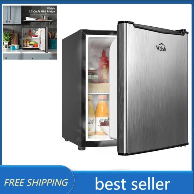  Walsh Compact Refrigerator, Single Door Mini Fridge, Energy  Efficient, Adjustable Mechanical Thermostat with Chiller, Reversible Doors  and Leveling Front Legs, 1.7 Cu Ft., Stainless Steel : Appliances