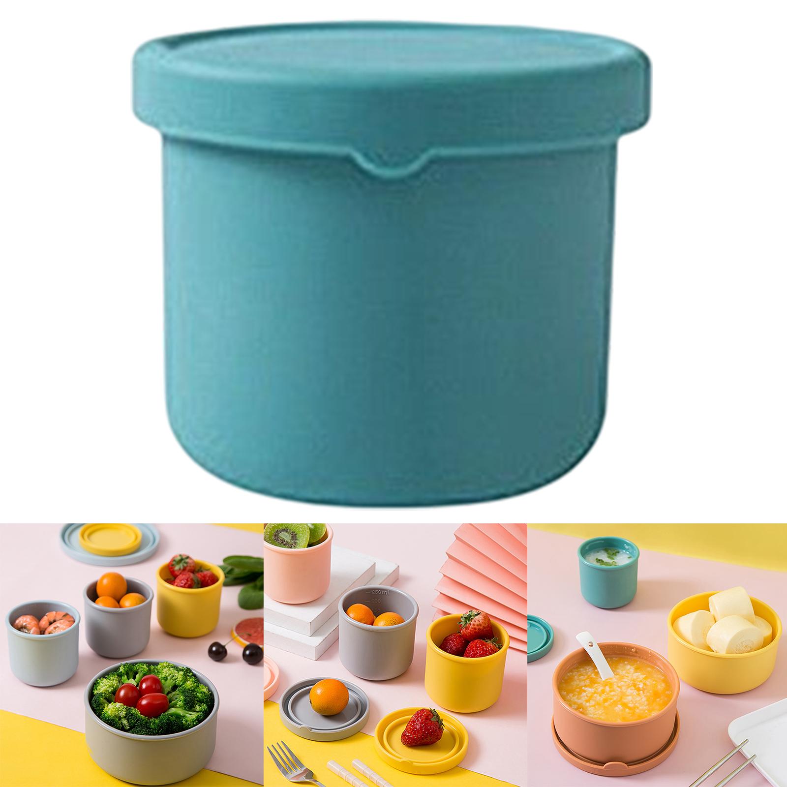 Hard Silicone Box for Lunch Leakproof Round with Lid Storage Bento Food Container Portable Single Color for Microwave