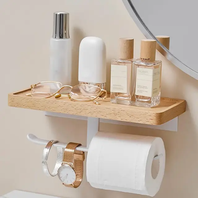Impeu Toilet Paper Holder With Black Walnut Grooved Shelf For Bathroom,wall  Mounted Toilet Paper Tissue Holder For Mega Roll - Paper Holders -  AliExpress