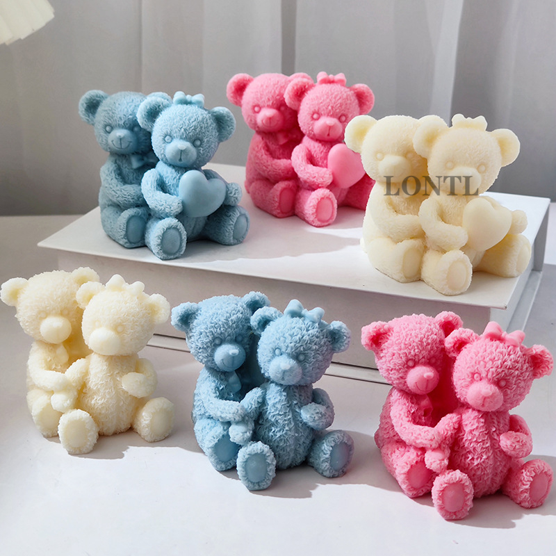 Description Picture 6 of itemCouple Bear Silicone Candle Molds 3D Cute Animal Soap Plaster Crafts Resin Making Tools for Valentine's Day or Wedding Gifts