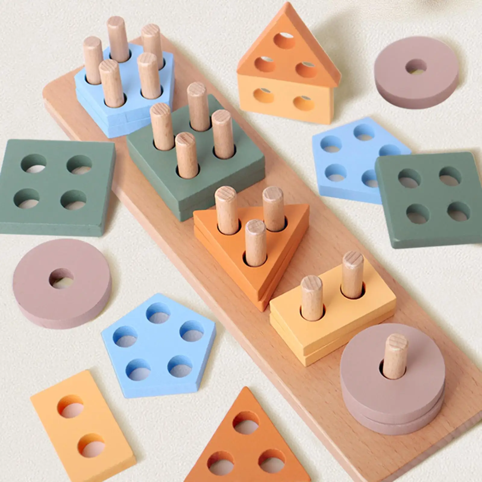 Learning Color Shape Block Shape Sorter Color Stacker Toy for 18+ Months Old