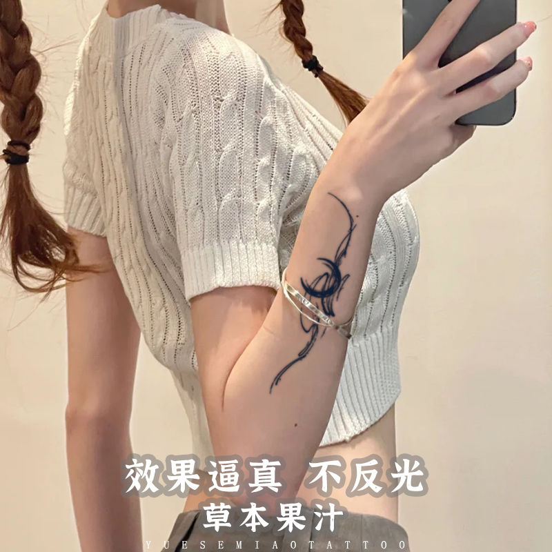 Kräuter Mond Tattoo Aufkleber für Frauen Mann Arm Kunst temporäre Tattoos wasserdichte gefälschte Tattoo Tinte Linie dauerhafte Tattoo Aufkleber – Detail 6