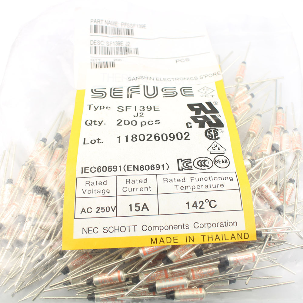 Description Picture 5 of item10pcs Thermal Fuse SF139E 142C 142 Degree TF Cutoff 15A 250V SF Temperature Axial Lead Links