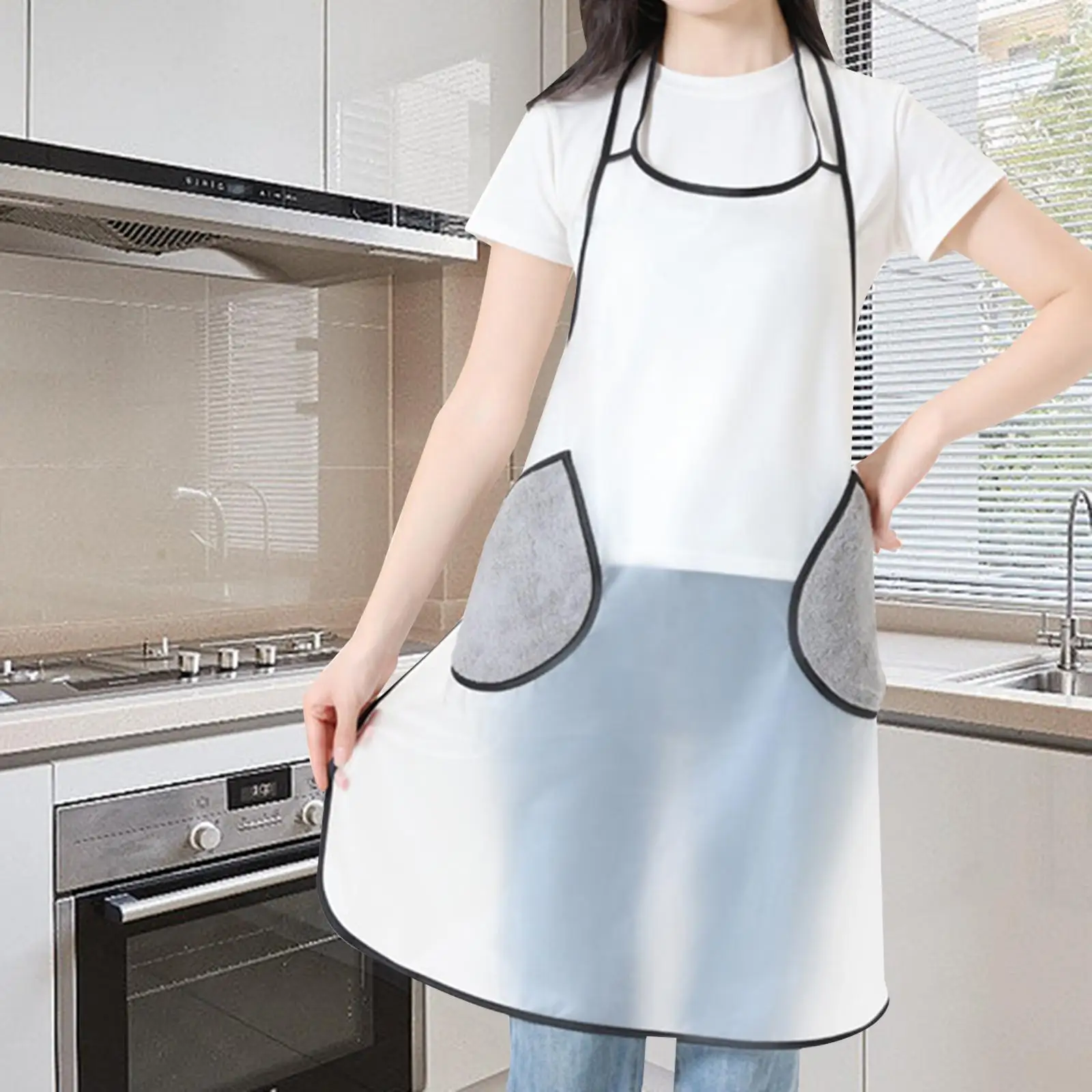 Chef Apron Cooking Apron with Hand Wipe Pockets Lightweight for Restaurant, Salon Length 70cm, Width 60cm Oil Proof BBQ Apron