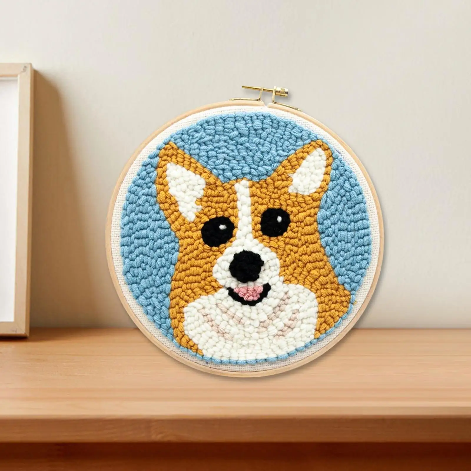 Punch Needle Embroidery Starter Kits Cute Dog Adults Beginner Landscape Punching Needle Embroidery Hoop Pattern Yarn Beginner
