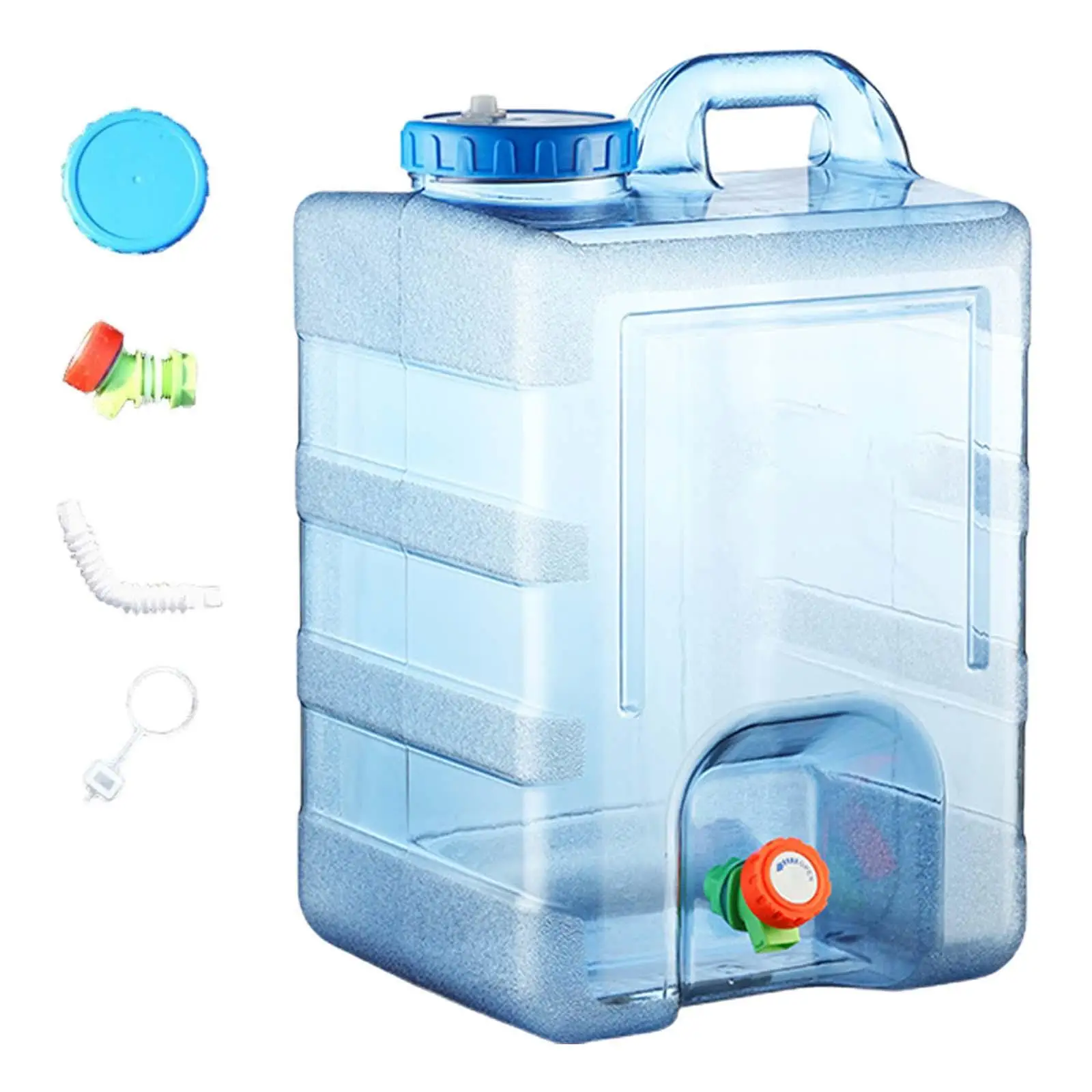 Portable Water Tank Water Storage Container Transparent Blue for Camping