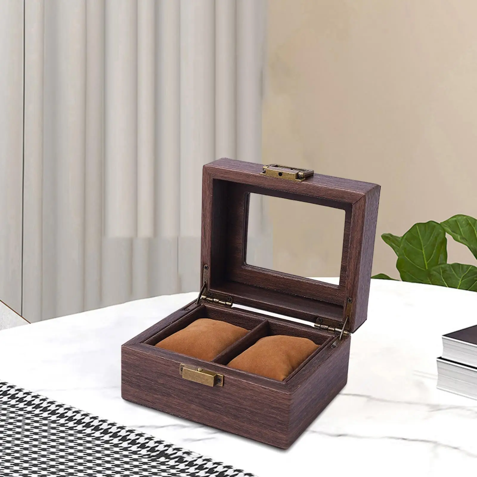 Watch Storage Box Wooden Dustproof Locking Jewelry Box Women Gift