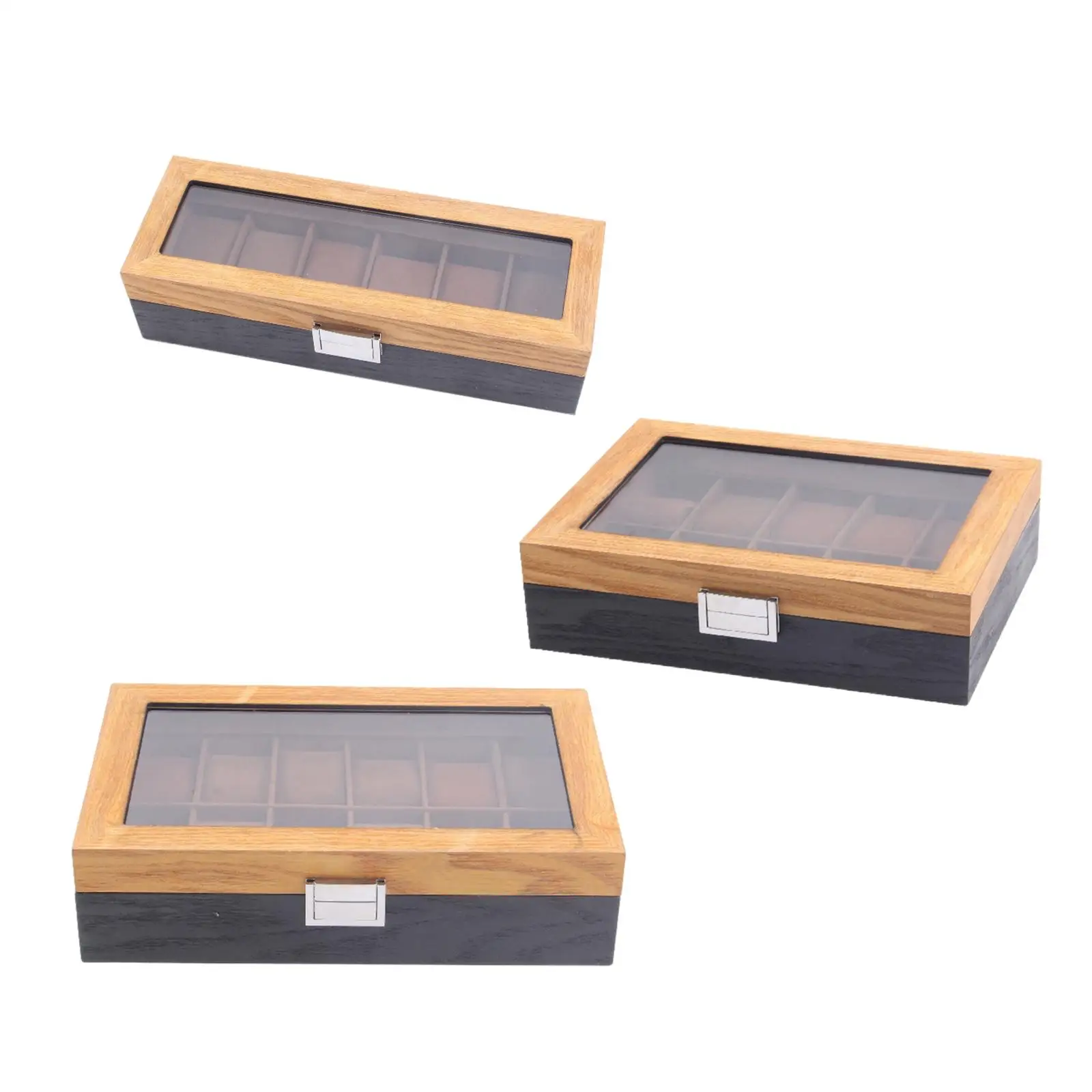 Watch Box Display Case Velvet Lining Jewelry Storage Organizer for W/Clear Top Exquisite Gift
