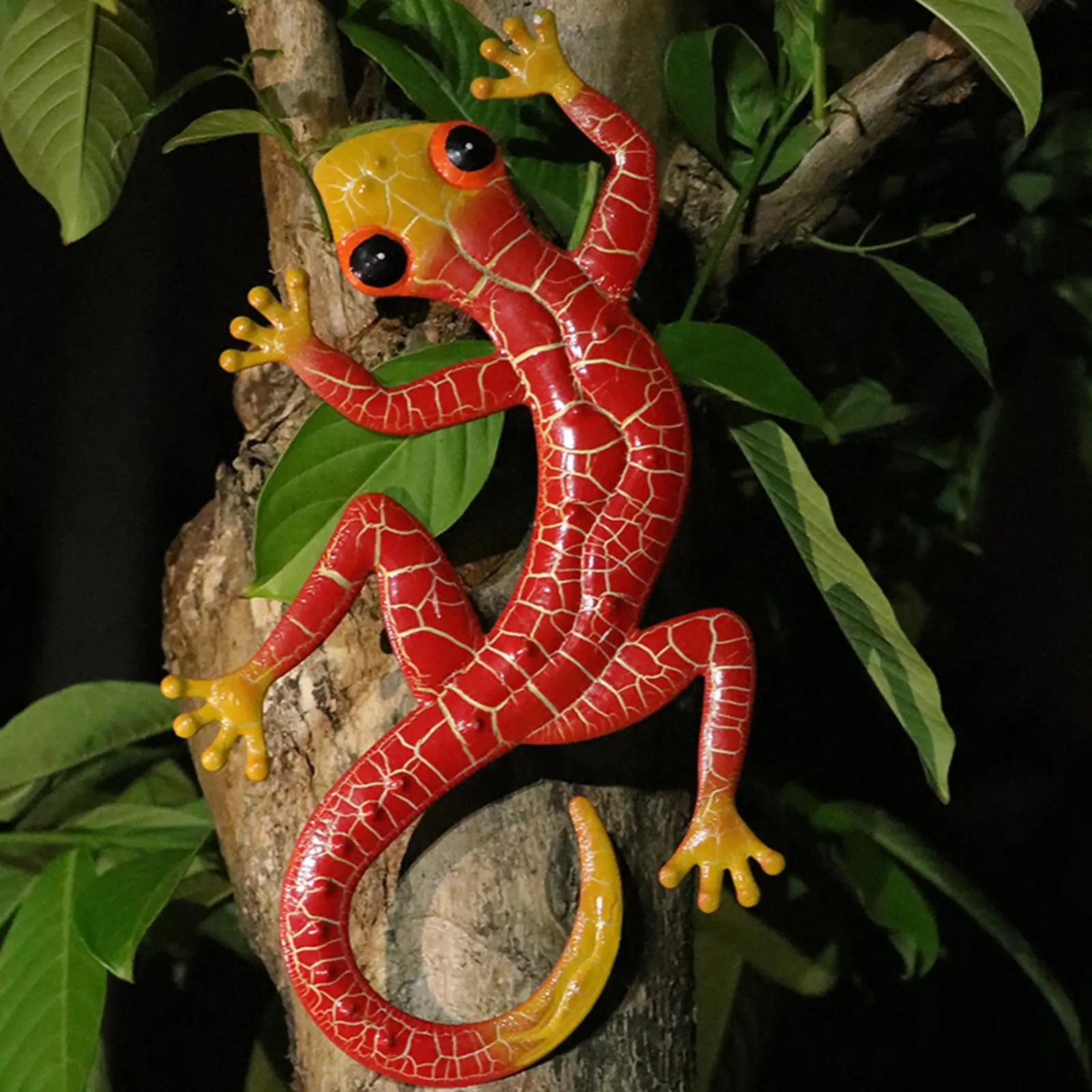 Vivid Gecko Wall Sculpture Lizard Art Iron Crafts for Fence Living Room