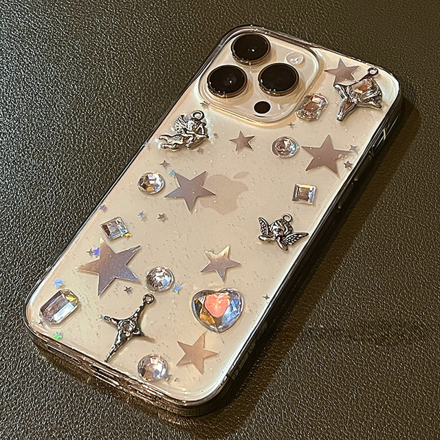 Metal Y2K DIY Angel Rhinestone Phone Case For iPhone 11 12 13 14