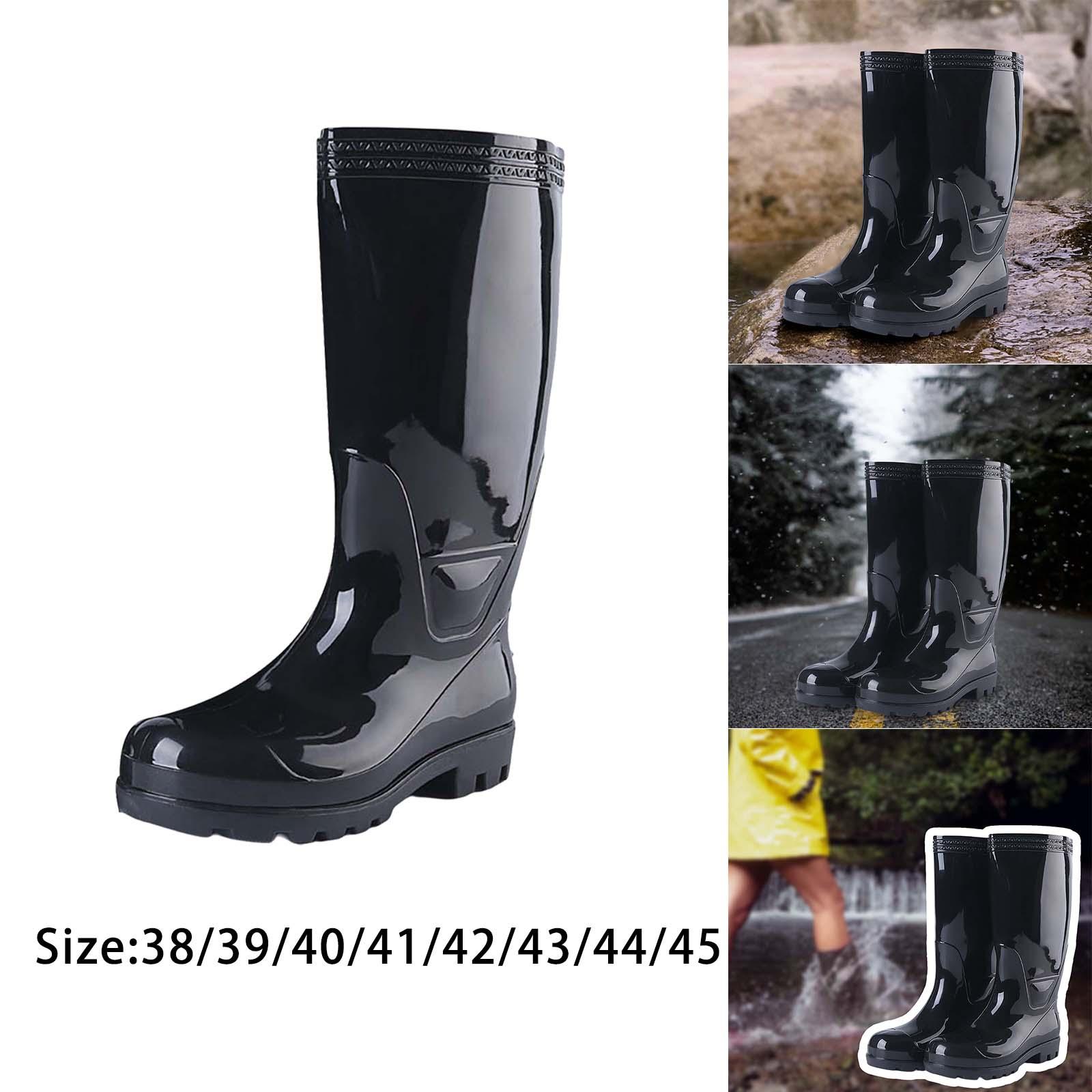 Rain Boots Steel Toe Rubber Boots for Men Anti Slip Knee High Boot Protective Footwear for Gardening Farming Industrial Working