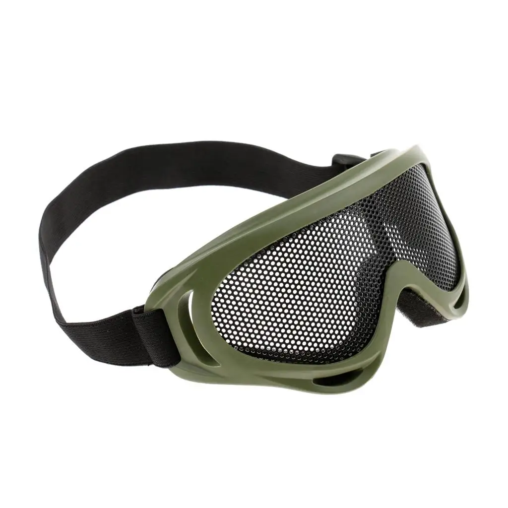 TOutdoor Tactical Steel Mesh Goggles UV400 Hunting Shooting Glasses Eyes Protector with Elastic Band