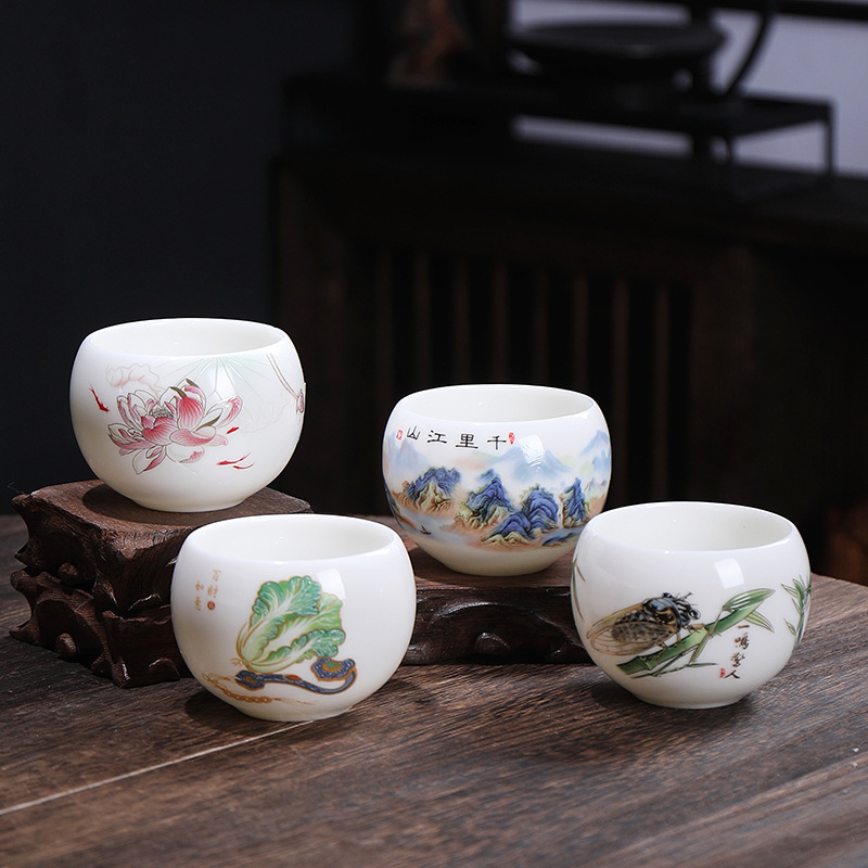 Tragbare Schaf Fett Jade Porzellan Chinesische Sternzeichen Tasse Weiß Porzellan Tee Handgemachte Keramik Individuelle Tasse Master Tee Tassen – Detail 2